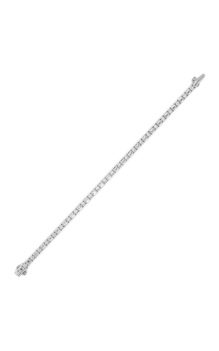 7CTW Emerald And Round Lab Grown Diamond (F/VS ) Bracelet in 14K Gold