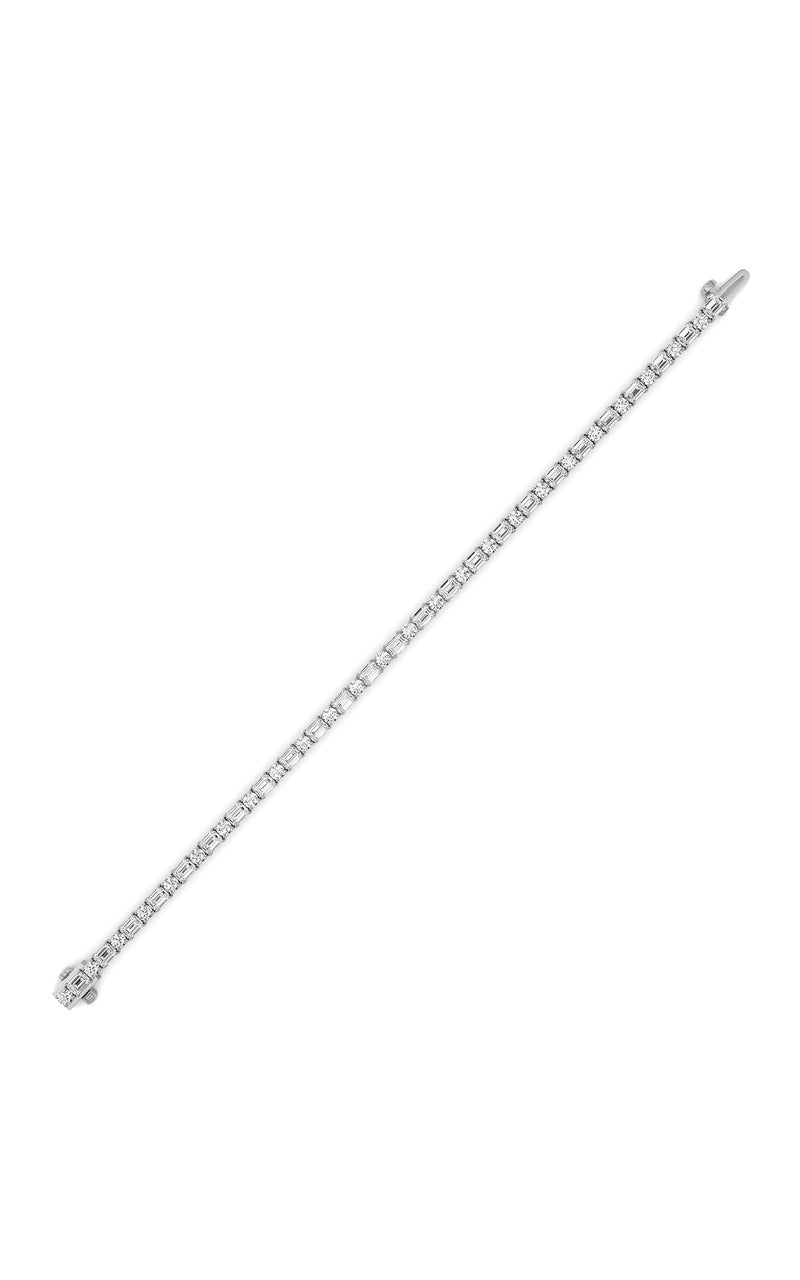 7CTW Emerald And Round Lab Grown Diamond (F/VS ) Bracelet in 14K Gold