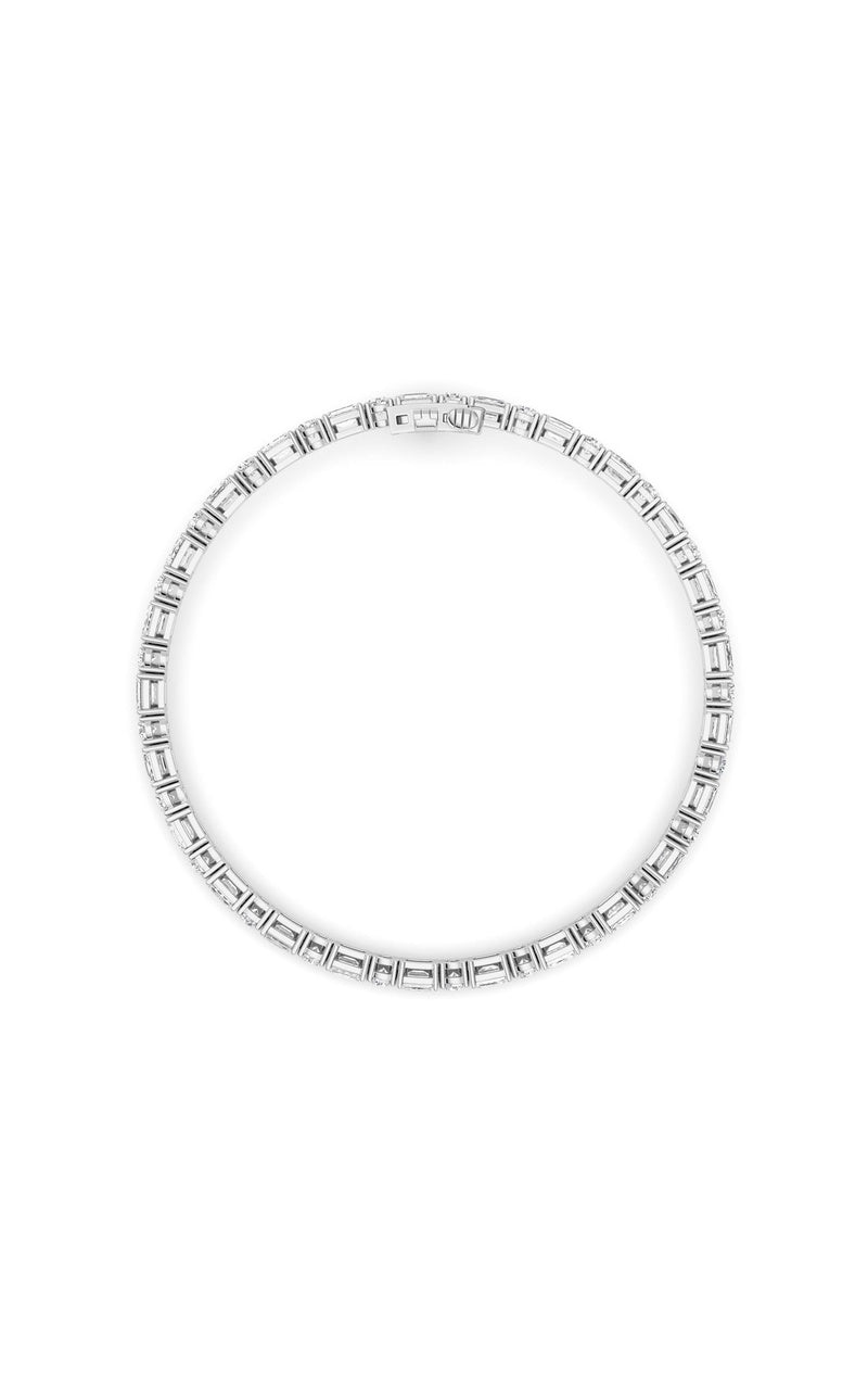 7CTW Emerald And Round Lab Grown Diamond (F/VS ) Bracelet in 14K Gold