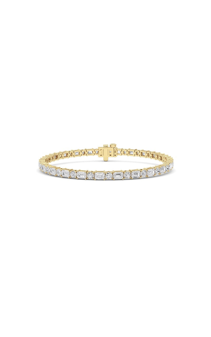 7Cttw Emerald And Round Lab Grown Diamond (F/VS )Bracelet in 14K Gold