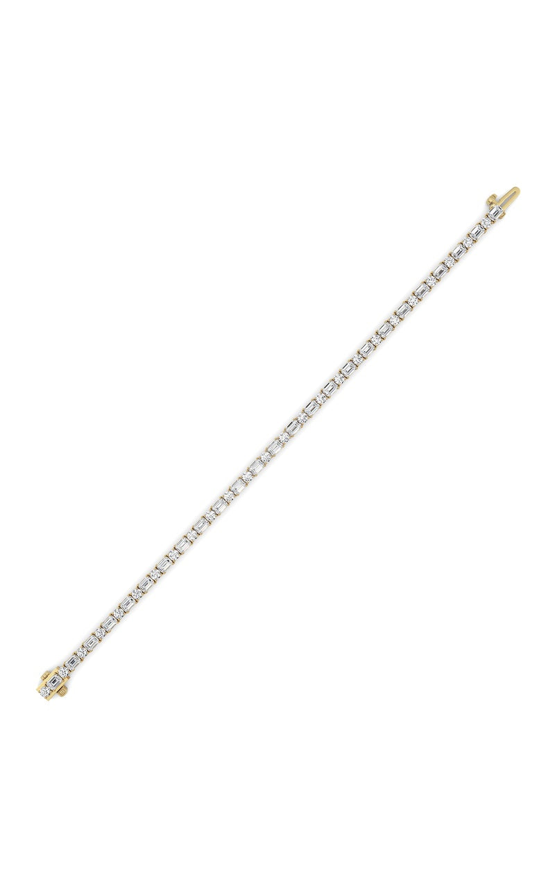 7Cttw Emerald And Round Lab Grown Diamond (F/VS )Bracelet in 14K Gold