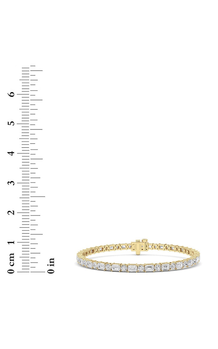 7Cttw Emerald And Round Lab Grown Diamond (F/VS )Bracelet in 14K Gold