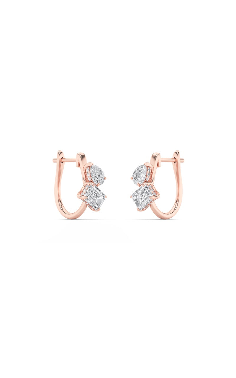 3CTW Mixed Shaped Lab Grown Diamond (F/VS) Toi et Moi Fashion Earrings in 14K Gold