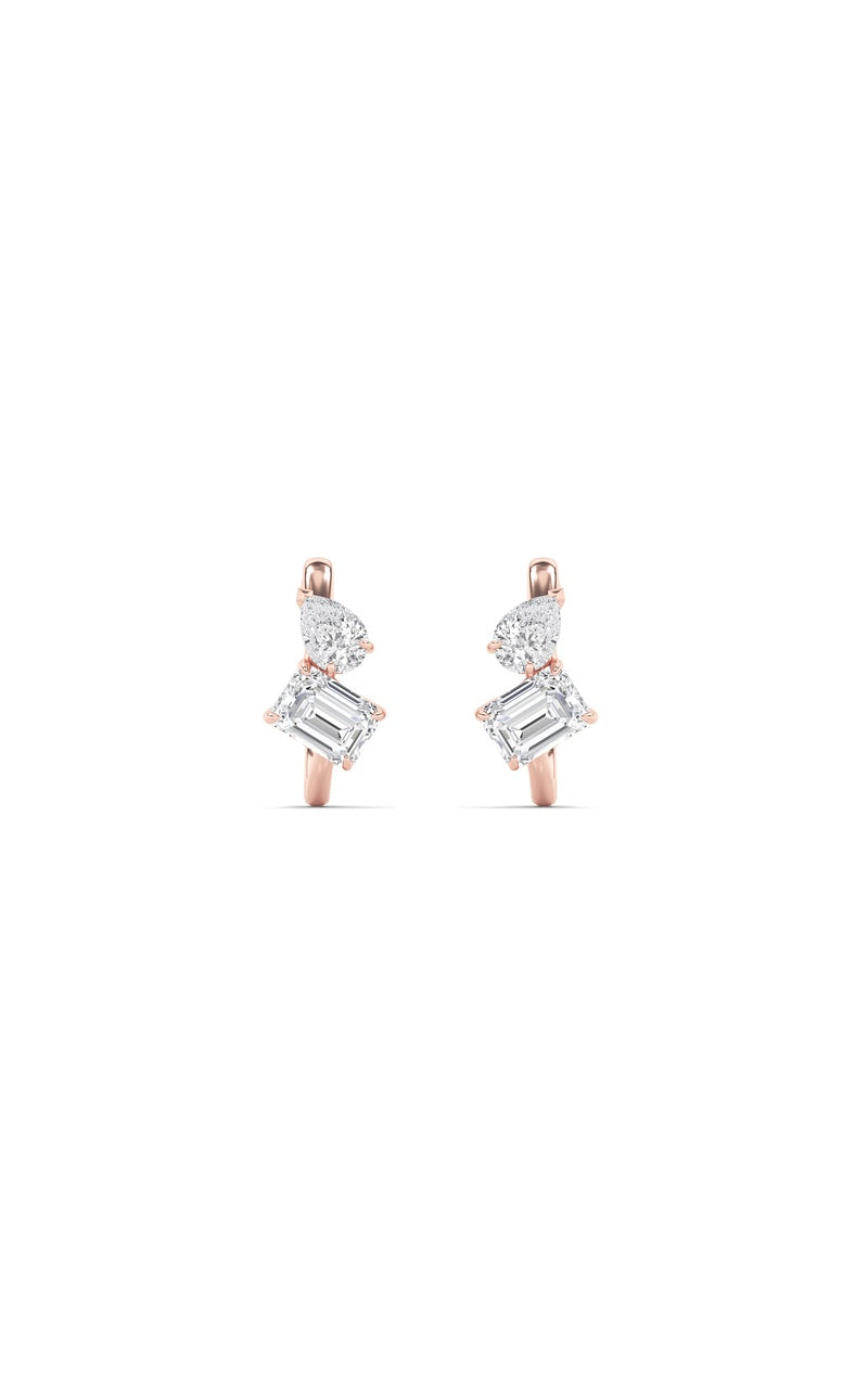 3Cttw Mixed Shaped Lab Grown Diamond (F/VS) Toi etMoi Fashion Earrings in 14K Gold