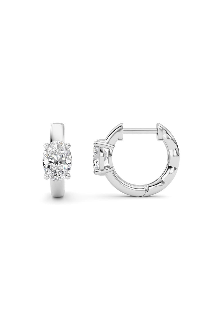 1CTW Oval Shaped Lab Grown Diamond (F/VS ) Huggie Earrings in 14K Gold