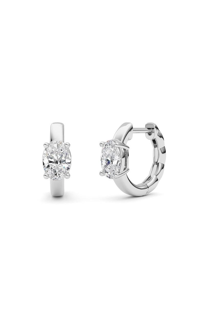 1Cttw Oval Shaped Lab Grown Diamond (F/VS ) HuggieEarrings in 14K Gold