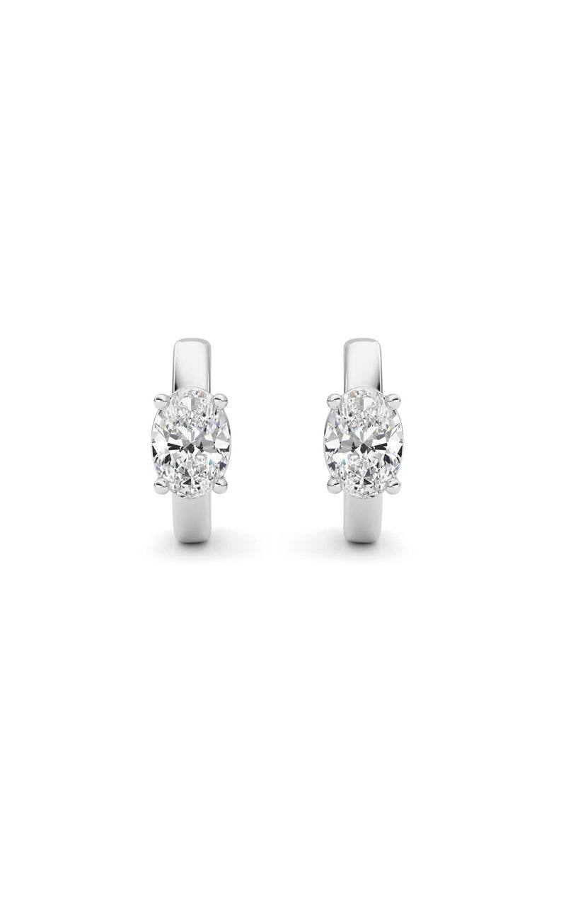 1CTW Oval Shaped Lab Grown Diamond (F/VS ) Huggie Earrings in 14K Gold