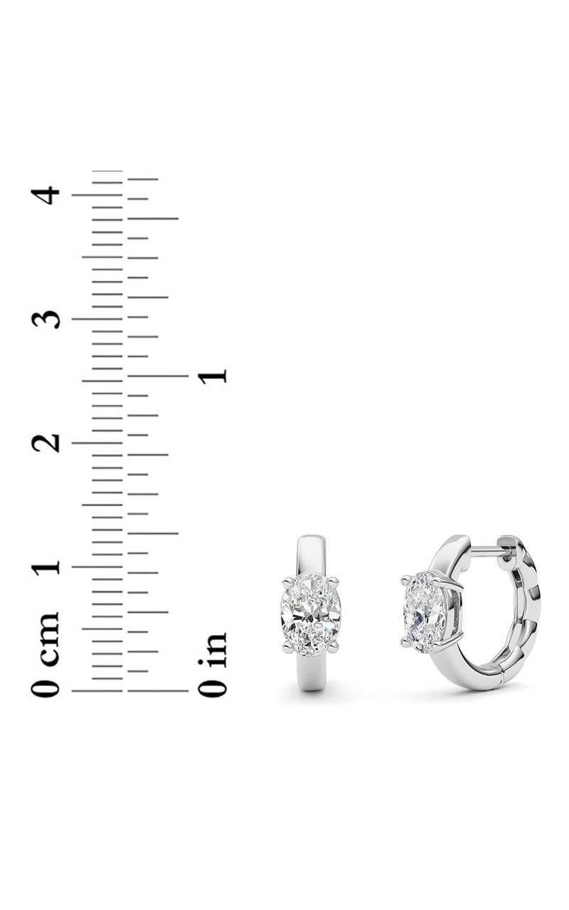 1CTW Oval Shaped Lab Grown Diamond (F/VS ) Huggie Earrings in 14K Gold