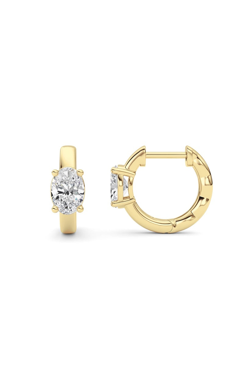 1Cttw Oval Shaped Lab Grown Diamond (F/VS ) HuggieEarrings in 14K Gold