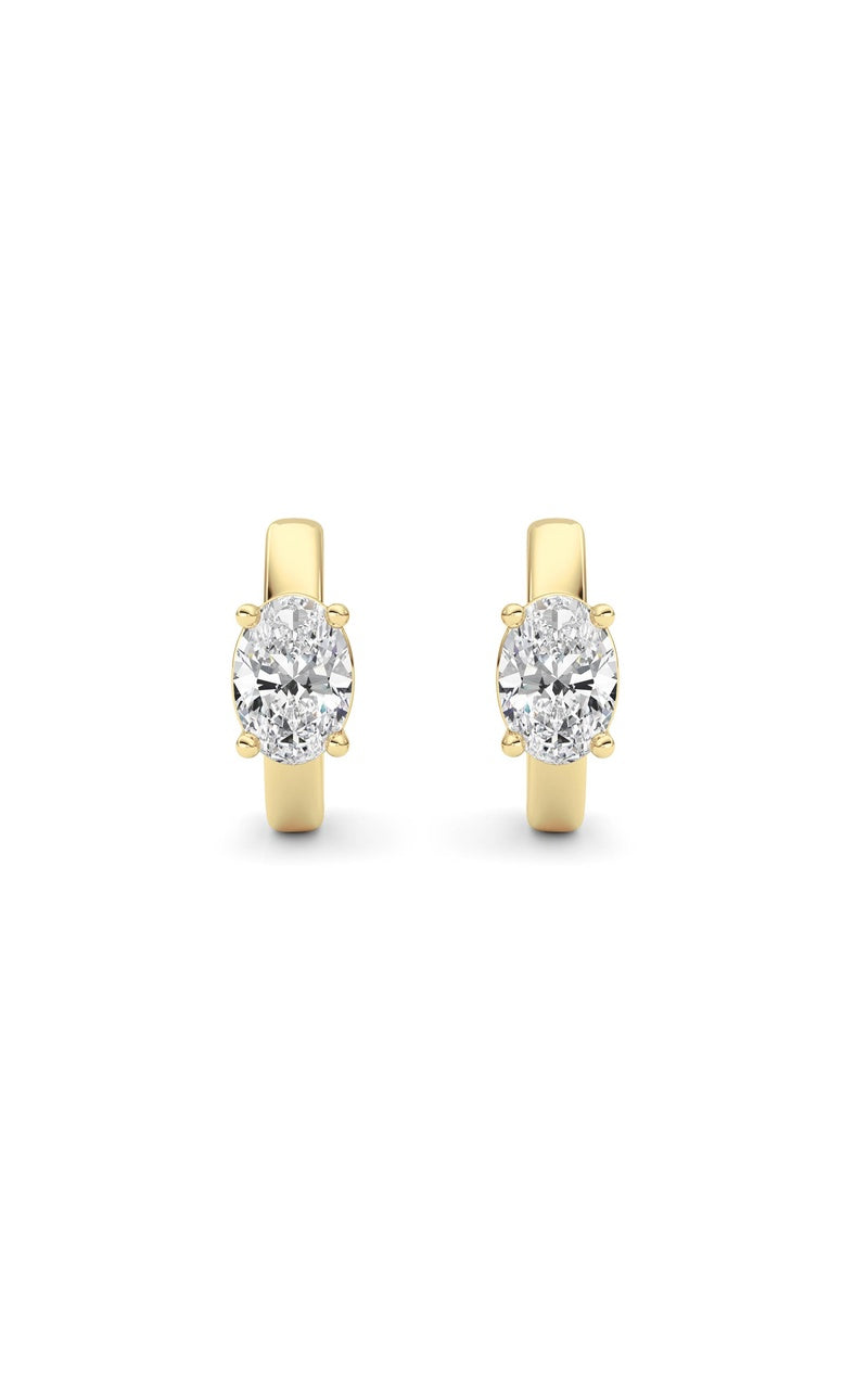 1Cttw Oval Shaped Lab Grown Diamond (F/VS ) HuggieEarrings in 14K Gold