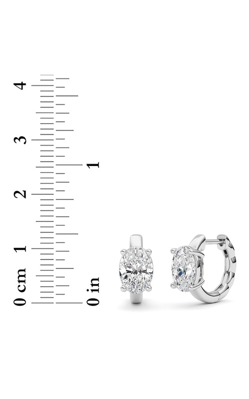 2Cttw Oval Shaped Lab Grown Diamond (F/VS ) HuggieEarrings in 14K Gold