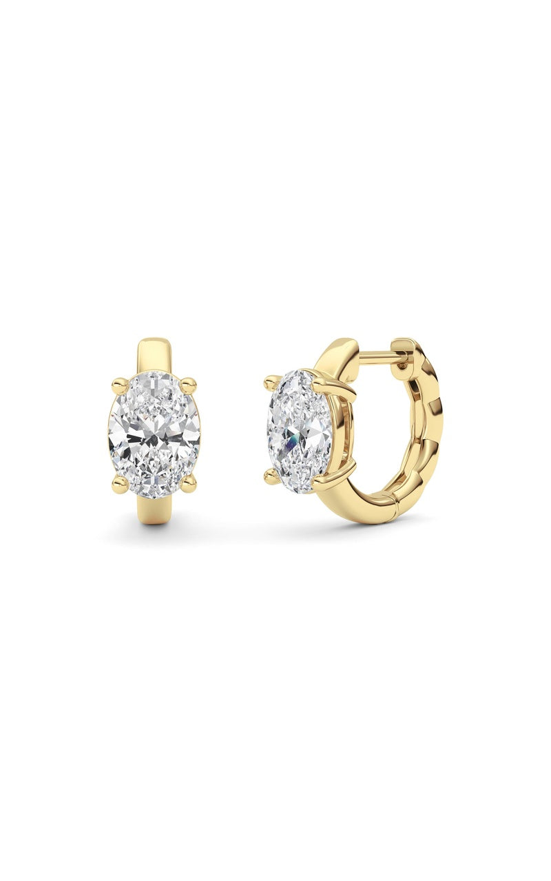 2Cttw Oval Shaped Lab Grown Diamond (F/VS ) HuggieEarrings in 14K Gold