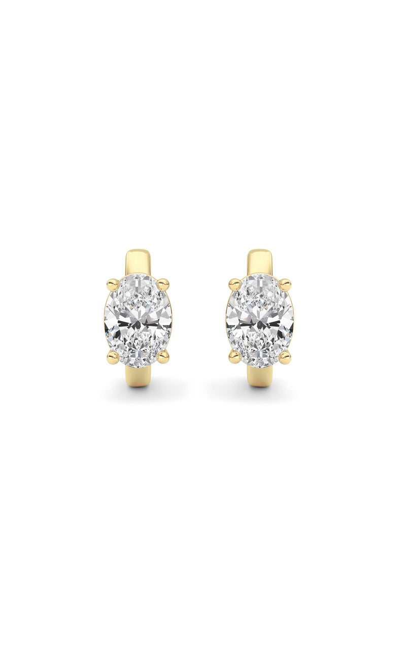 2Cttw Oval Shaped Lab Grown Diamond (F/VS ) HuggieEarrings in 14K Gold
