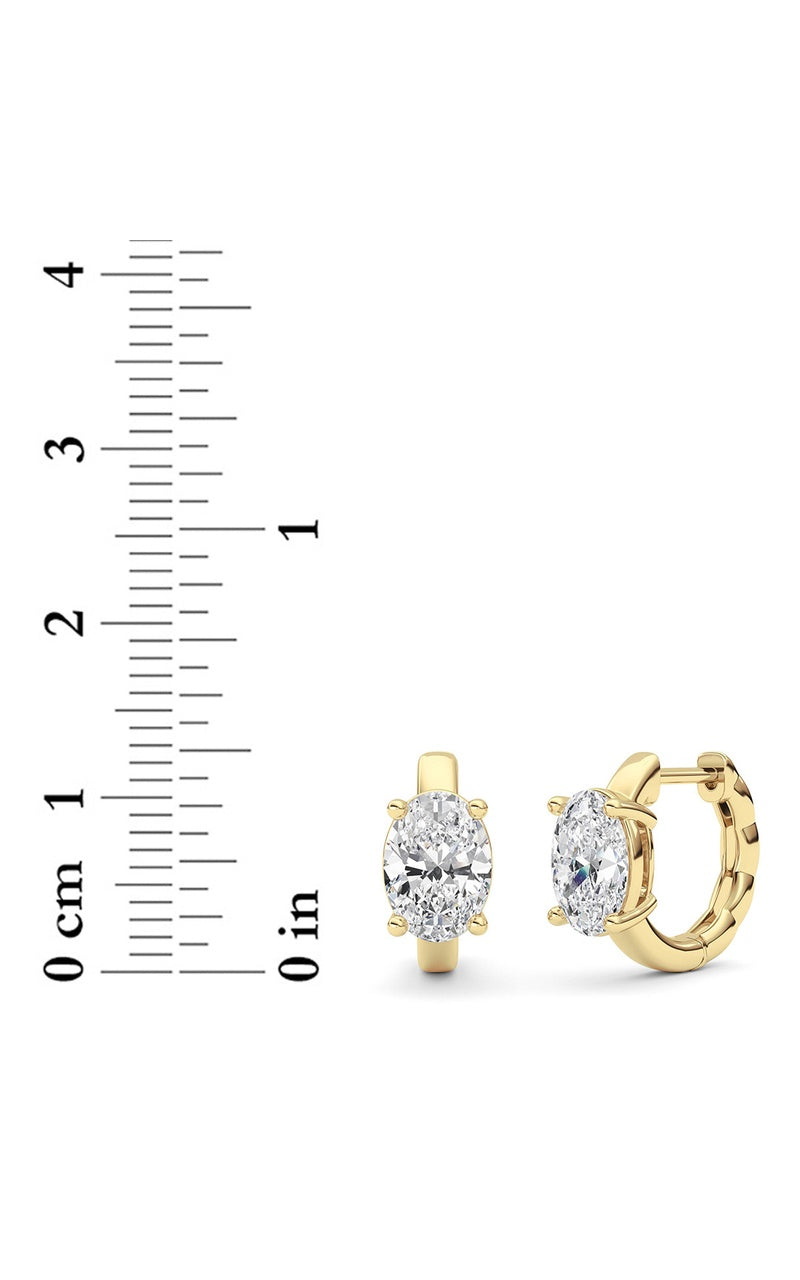 2Cttw Oval Shaped Lab Grown Diamond (F/VS ) HuggieEarrings in 14K Gold