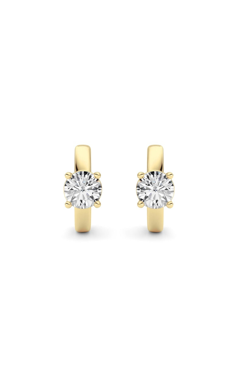 1CTW Round Shaped Lab Grown Diamond (F/VS ) Huggie Earrings in 14K Gold