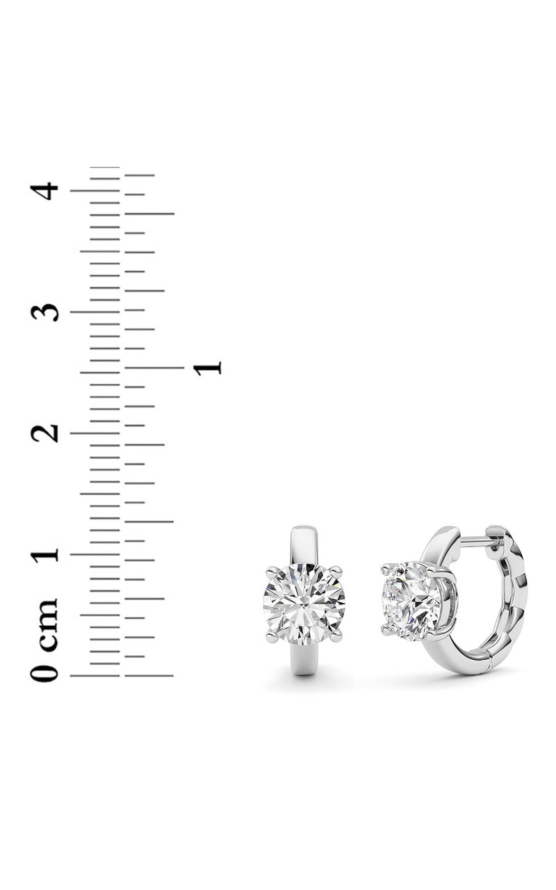 2Cttw Round Shaped Lab Grown Diamond (F/VS ) Huggie Earrings in 14K Gold