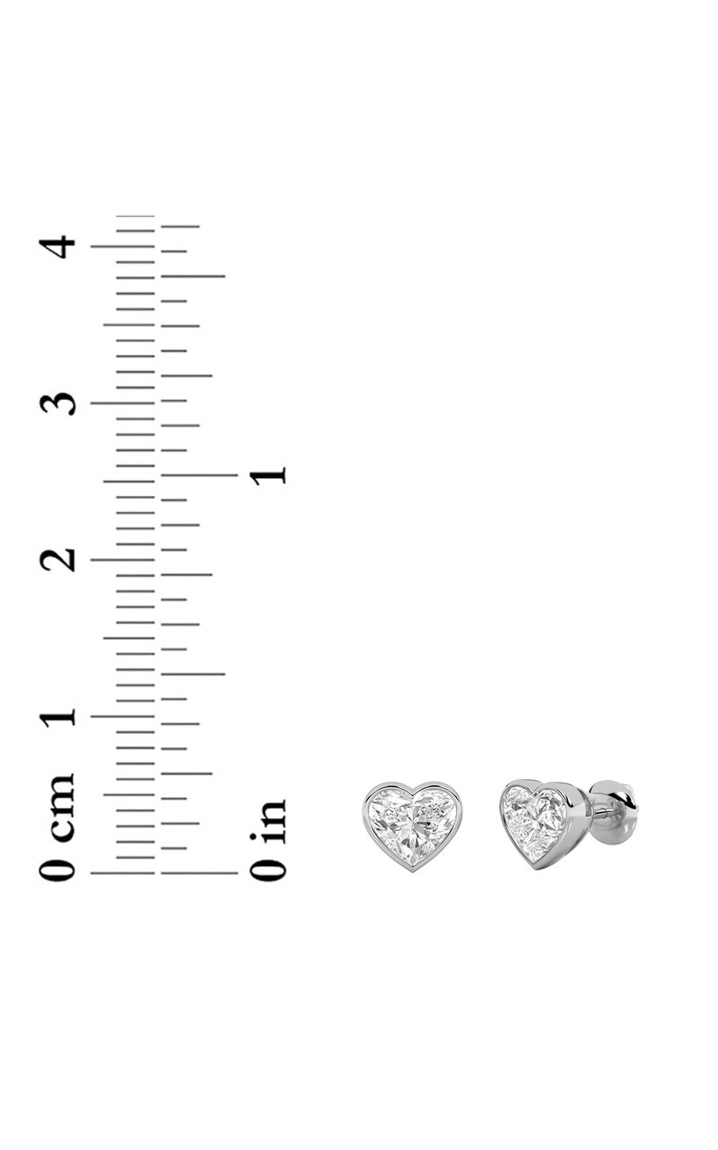 2Cttw Heart Shaped Lab Grown Diamond (F/VS) BezelSet Stud Earrings in 14K Gold