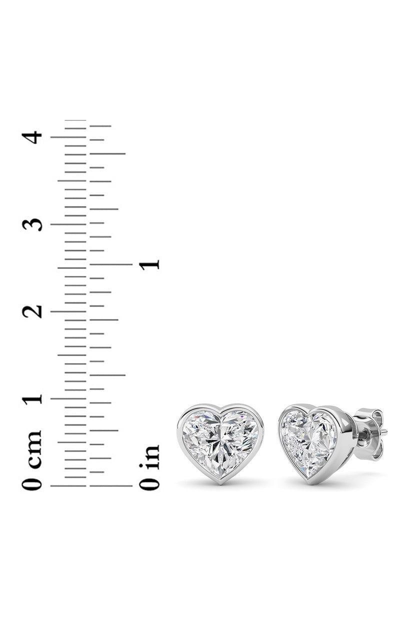 4CTW Heart Shaped Lab Grown Diamond (F/VS) Bezel Set Stud Earrings in 14K Gold