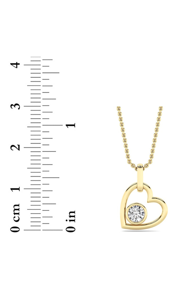 0.33CTW Round Lab Grown Diamond (F/VS ) Heart Pendant in 14K Gold, 14K Yellow Gold