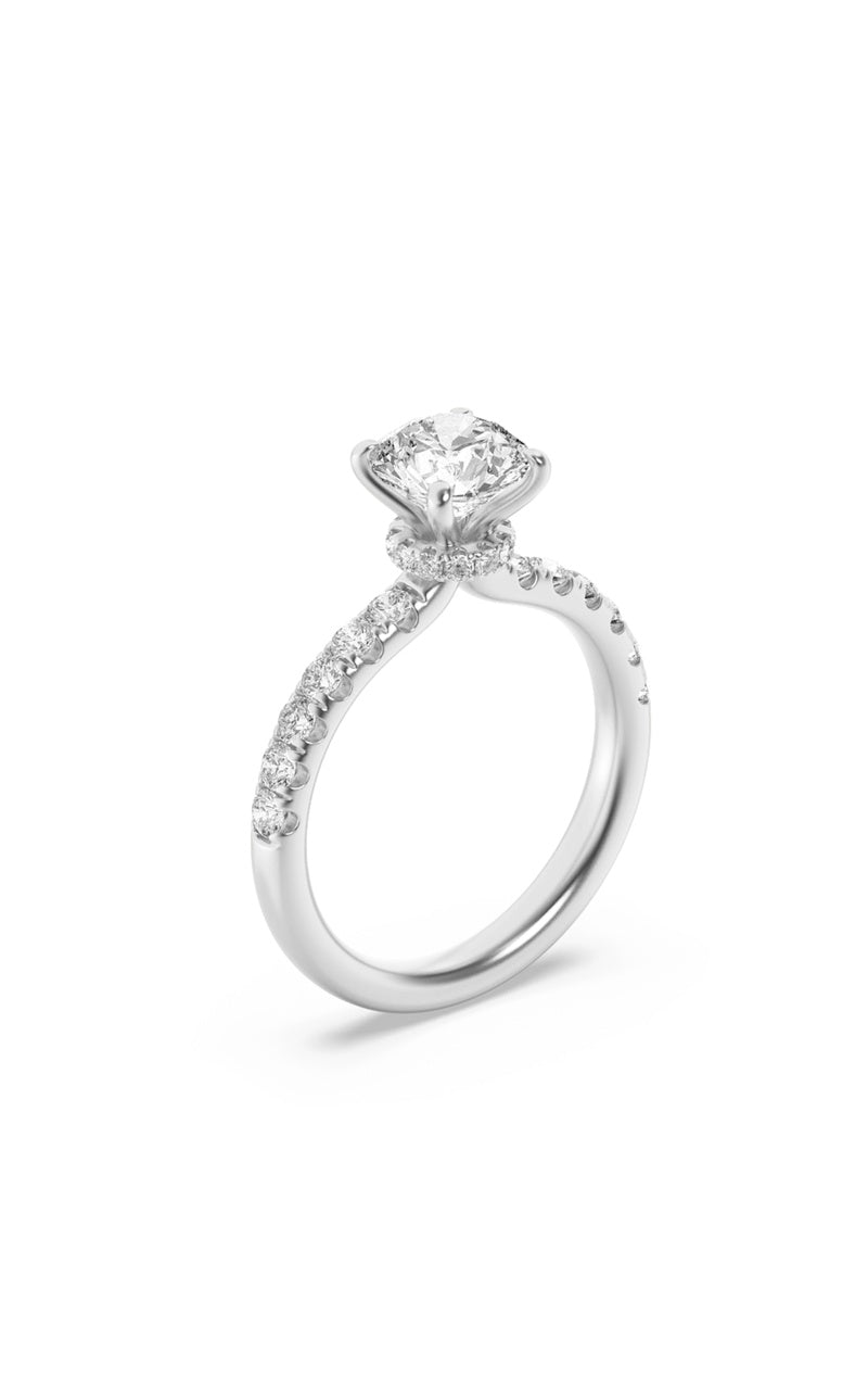 2.5CTW Round Shaped Lab Grown Diamond (F/VS) Hidden Halo Accented Ring in 14K Gold