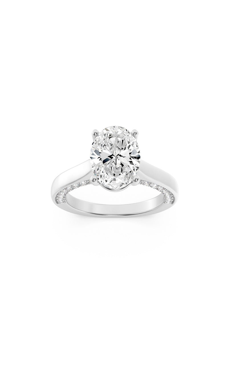 1.33Cttw Oval Shaped Lab Grown Diamond (F/VS) Accented Bridge Shank Engagement Ring in 14K Gold
