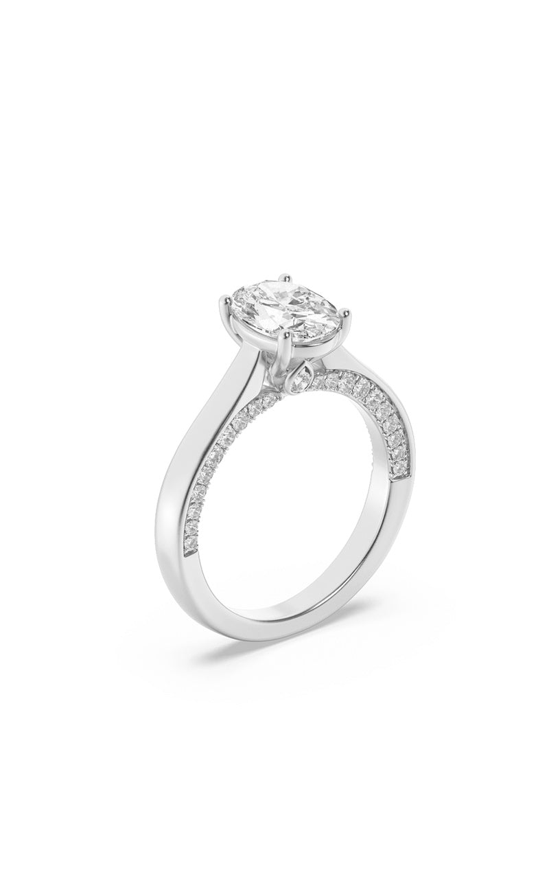 1.33Cttw Oval Shaped Lab Grown Diamond (F/VS) Accented Bridge Shank Engagement Ring in 14K Gold