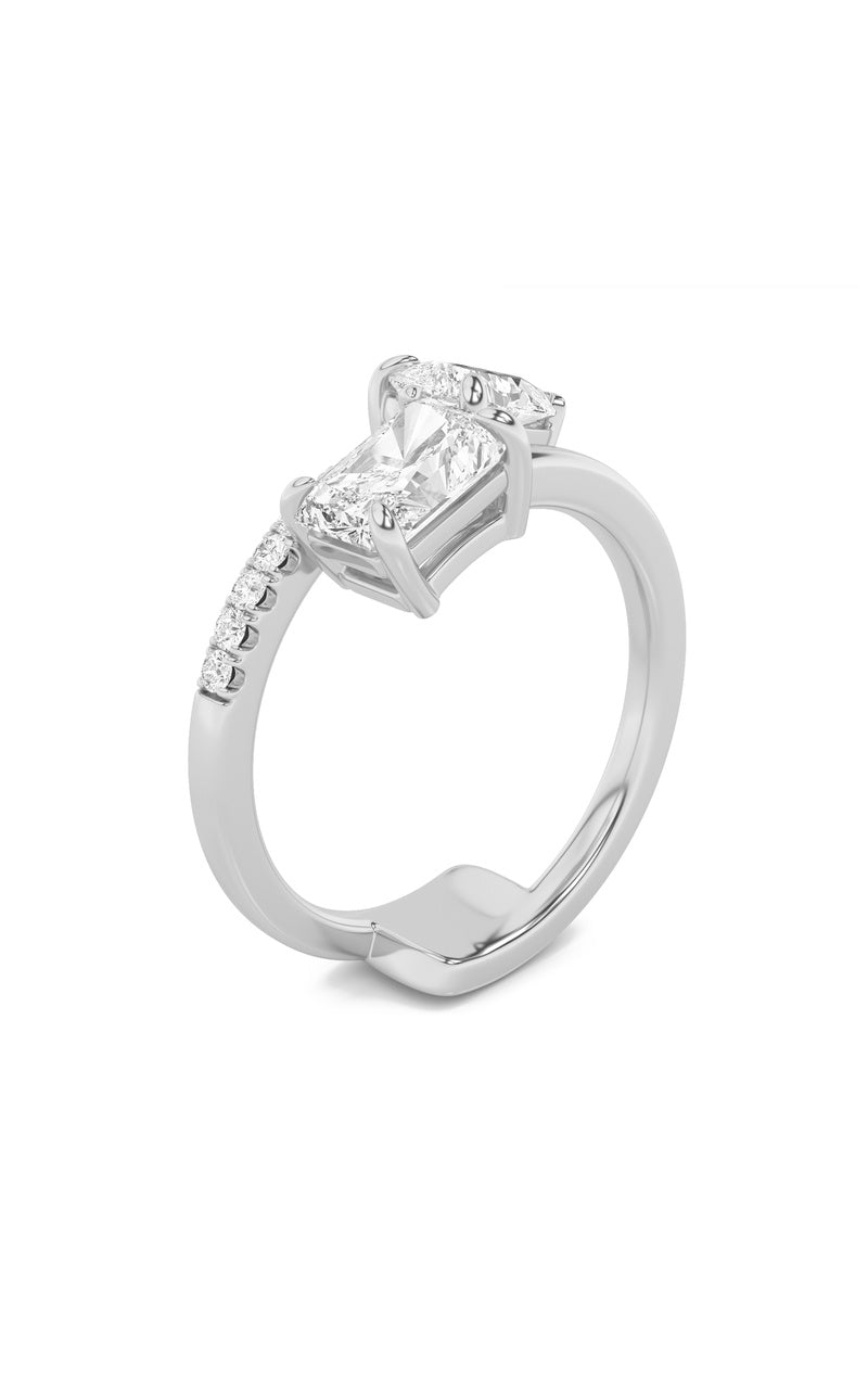 1.5Cttw Pear Shaped Lab Grown Diamond (F/VS) Toi et Moi Fashion Ring in 14K Gold