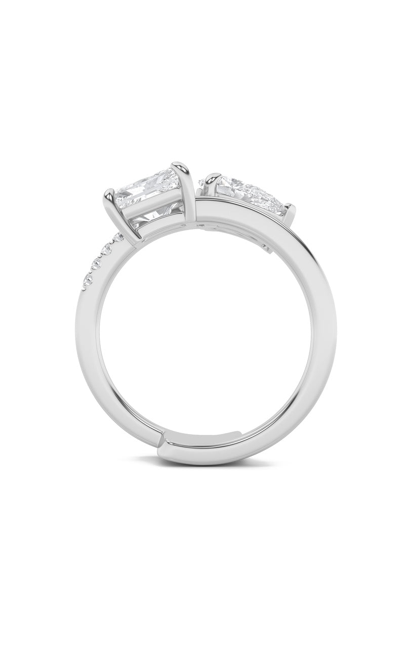 1.5CTW Pear Shaped Lab Grown Diamond (F/VS) Toi et Moi Fashion Ring in 14K Gold