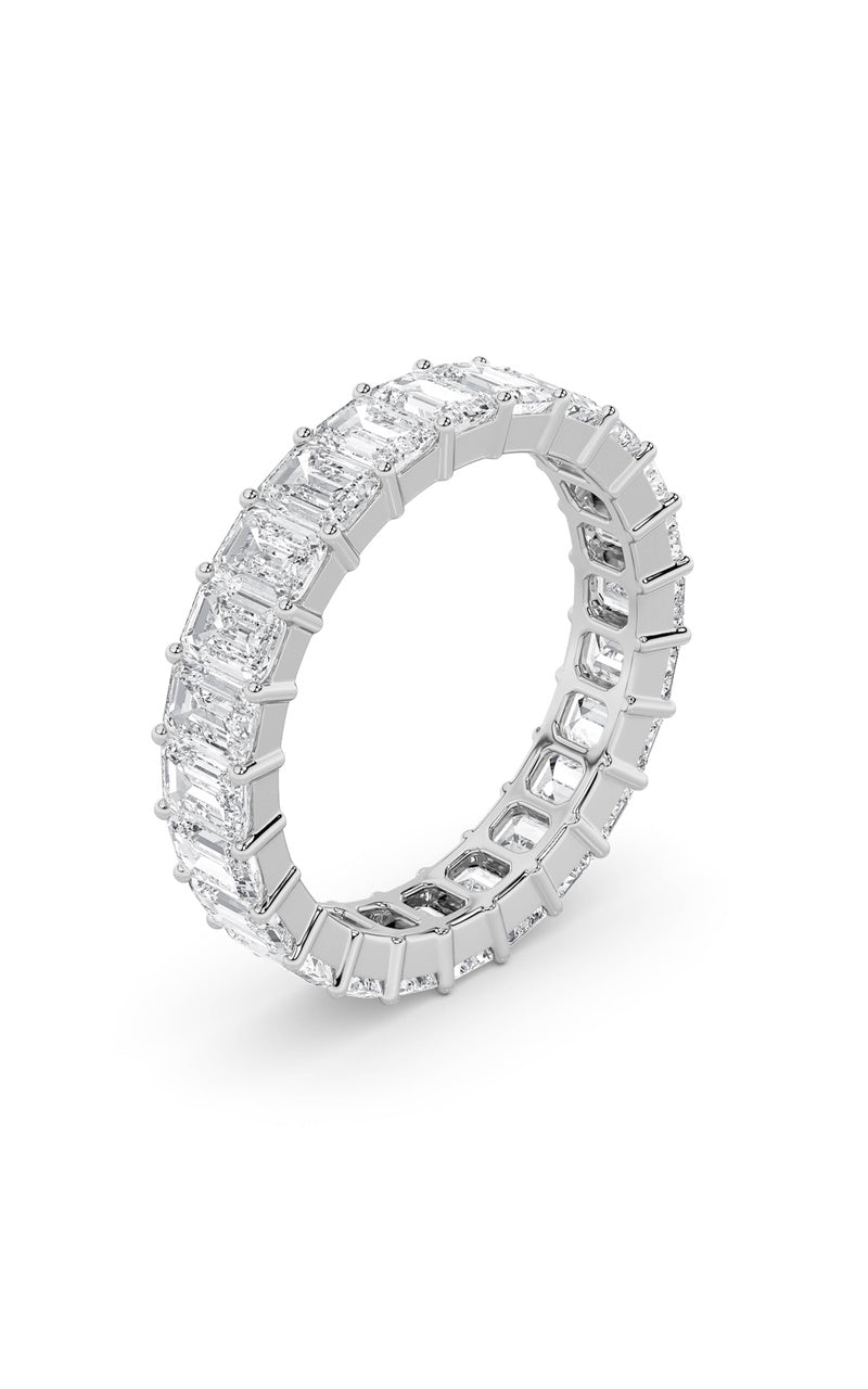 2.9Cttw Emerald Shaped Lab Grown Diamond Split Prong Eternity Ring in 14K Gold (F/VS)
