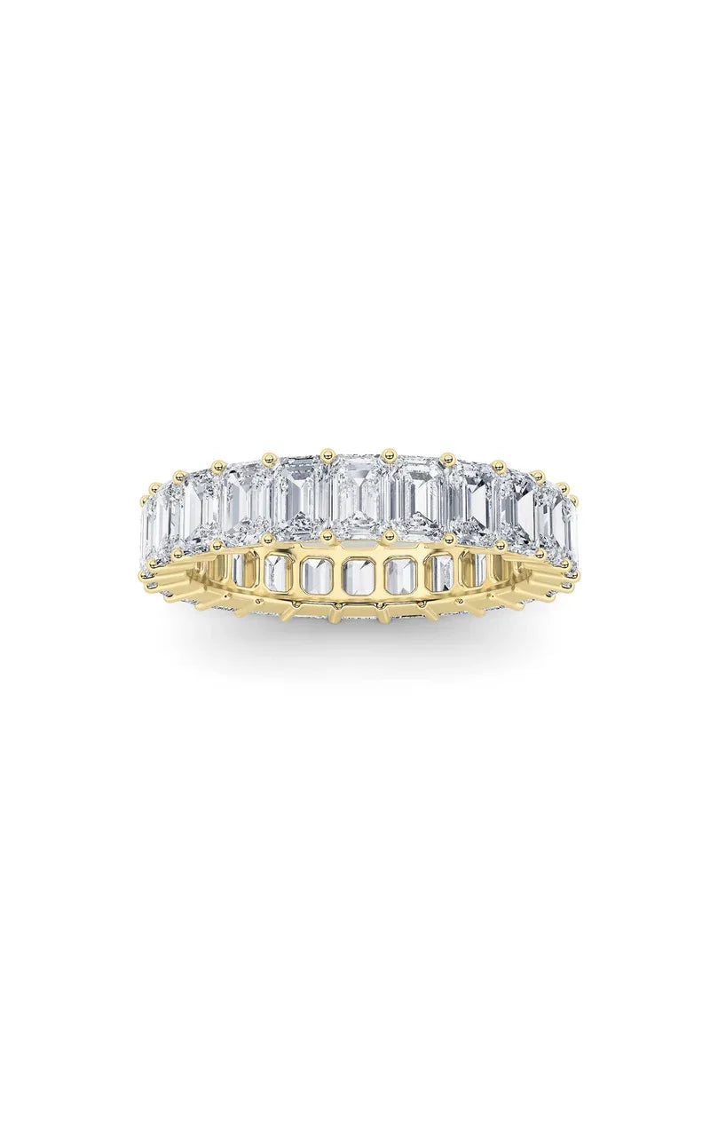 3Cttw Emerald Shaped Lab Grown Diamond Split Prong Eternity Ring in 14K Gold (F/VS)
