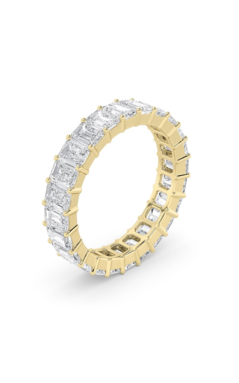 2.9Cttw Emerald Shaped Lab Grown Diamond Split Prong Eternity Ring in 14K Gold (F/VS)