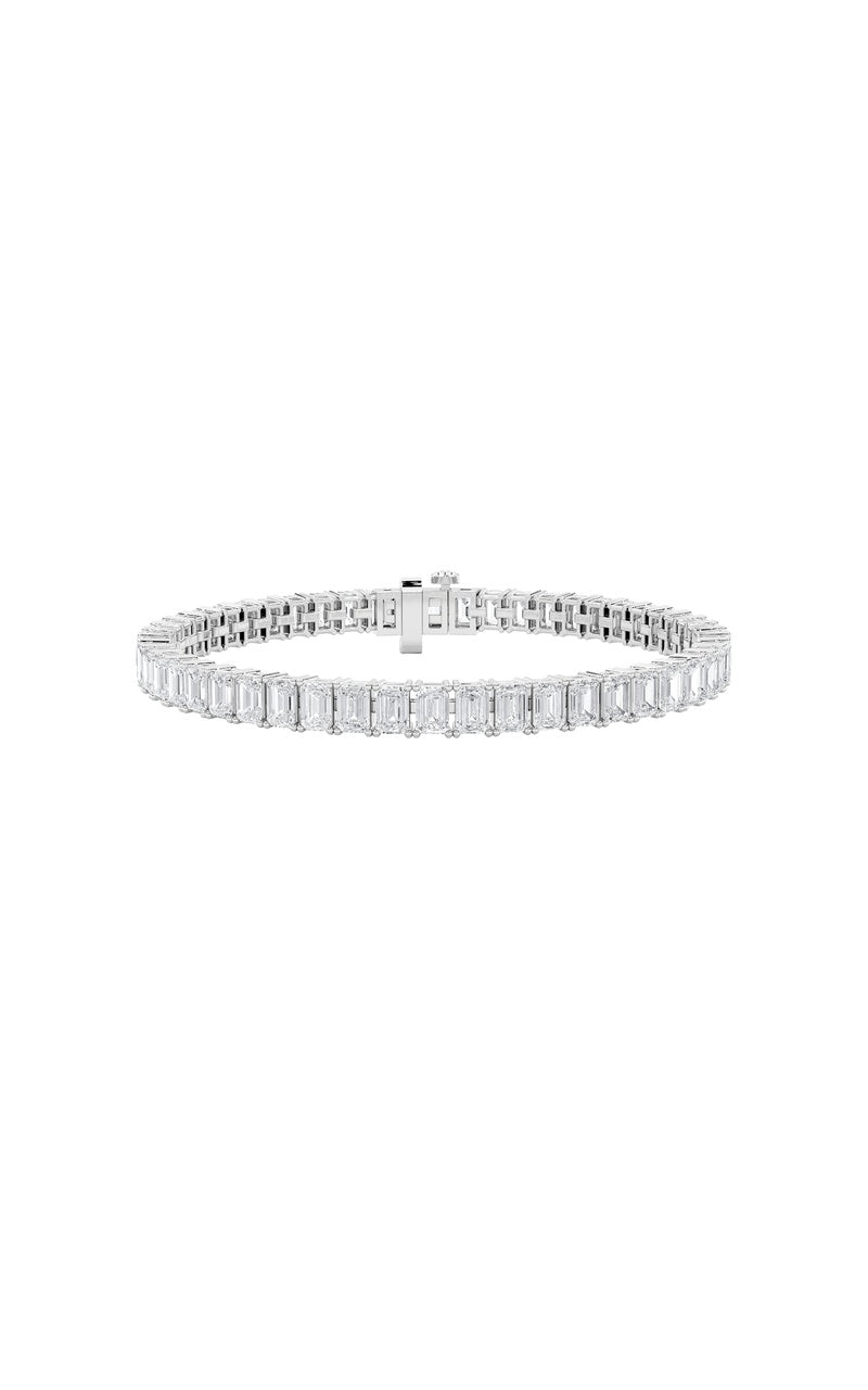 12.5Cttw Emerald Shaped Lab Grown Diamond (F/VS) East West Line Bracelet in 14K Gold