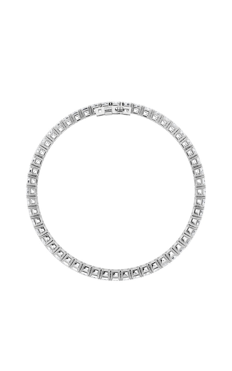 12.5CTW Emerald Shaped Lab Grown Diamond (F/VS) East West Line Bracelet in 14K Gold