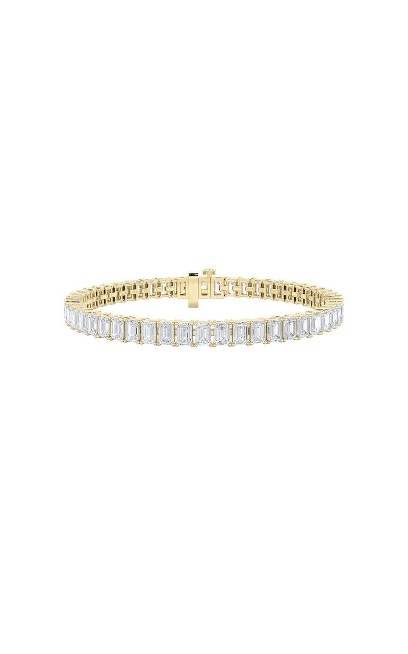 12.5Cttw Emerald Shaped Lab Grown Diamond (F/VS) East West Line Bracelet in 14K Gold