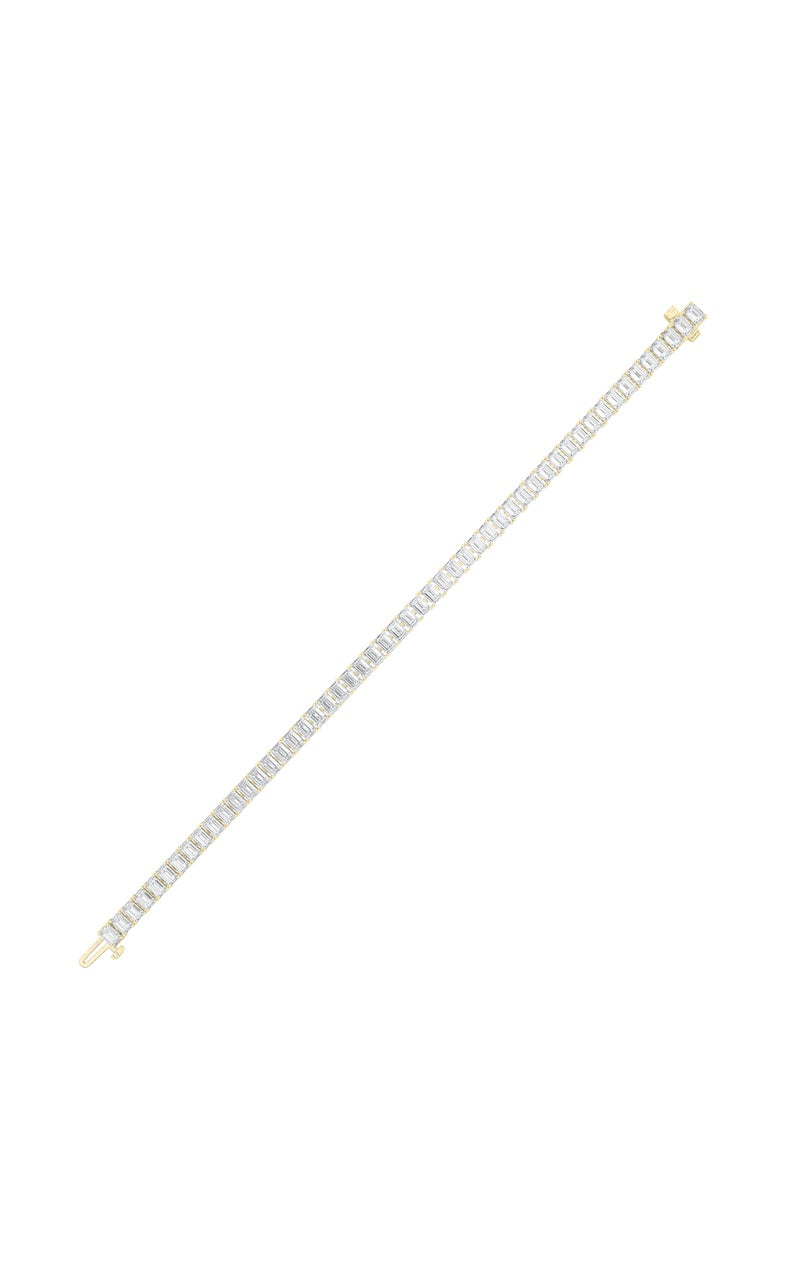 12.5CTW Emerald Shaped Lab Grown Diamond (F/VS) East West Line Bracelet in 14K Gold