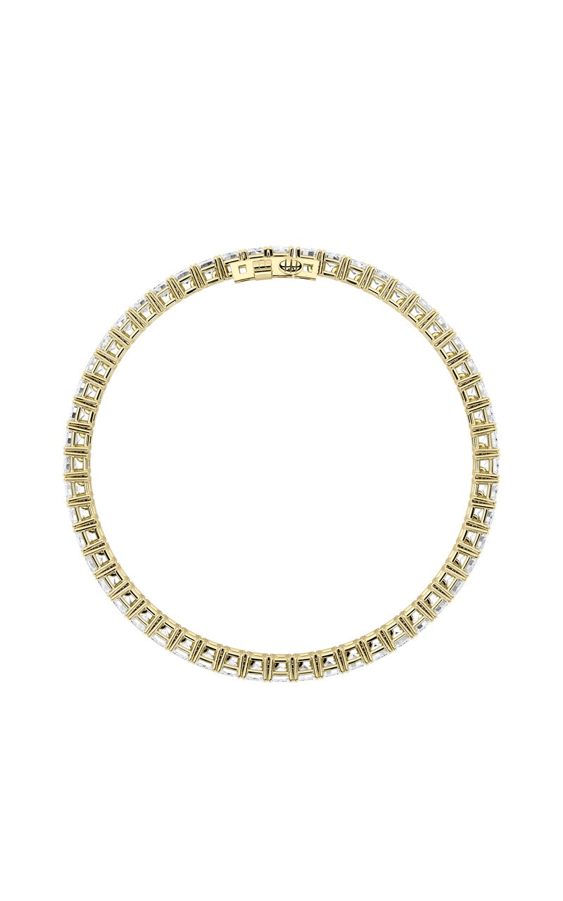 12.5Cttw Emerald Shaped Lab Grown Diamond (F/VS) East West Line Bracelet in 14K Gold