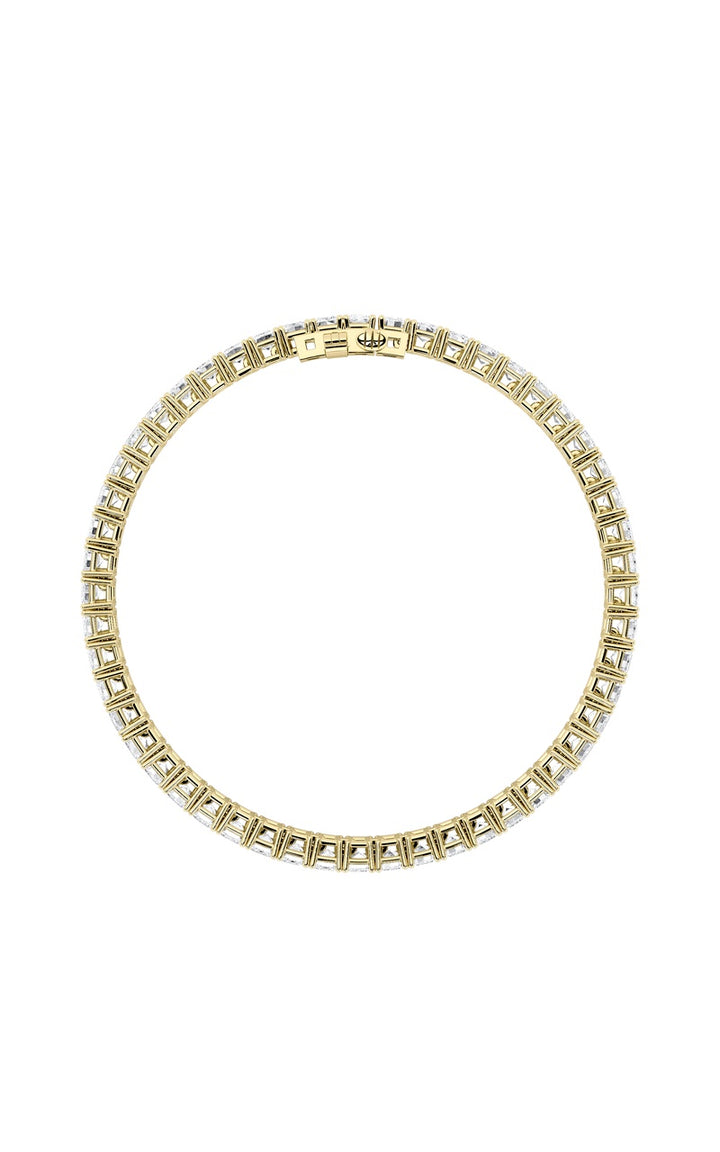 12.5Cttw Emerald Shaped Lab Grown Diamond (F/VS) East West Line Bracelet in 14K Gold