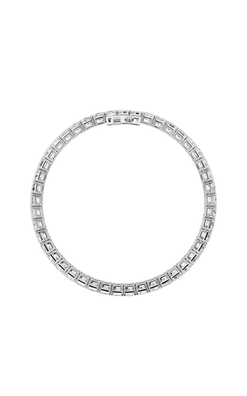 18.5Cttw Emerald Shaped Lab Grown Diamond (F/VS) East West Line Bracelet in 14K Gold