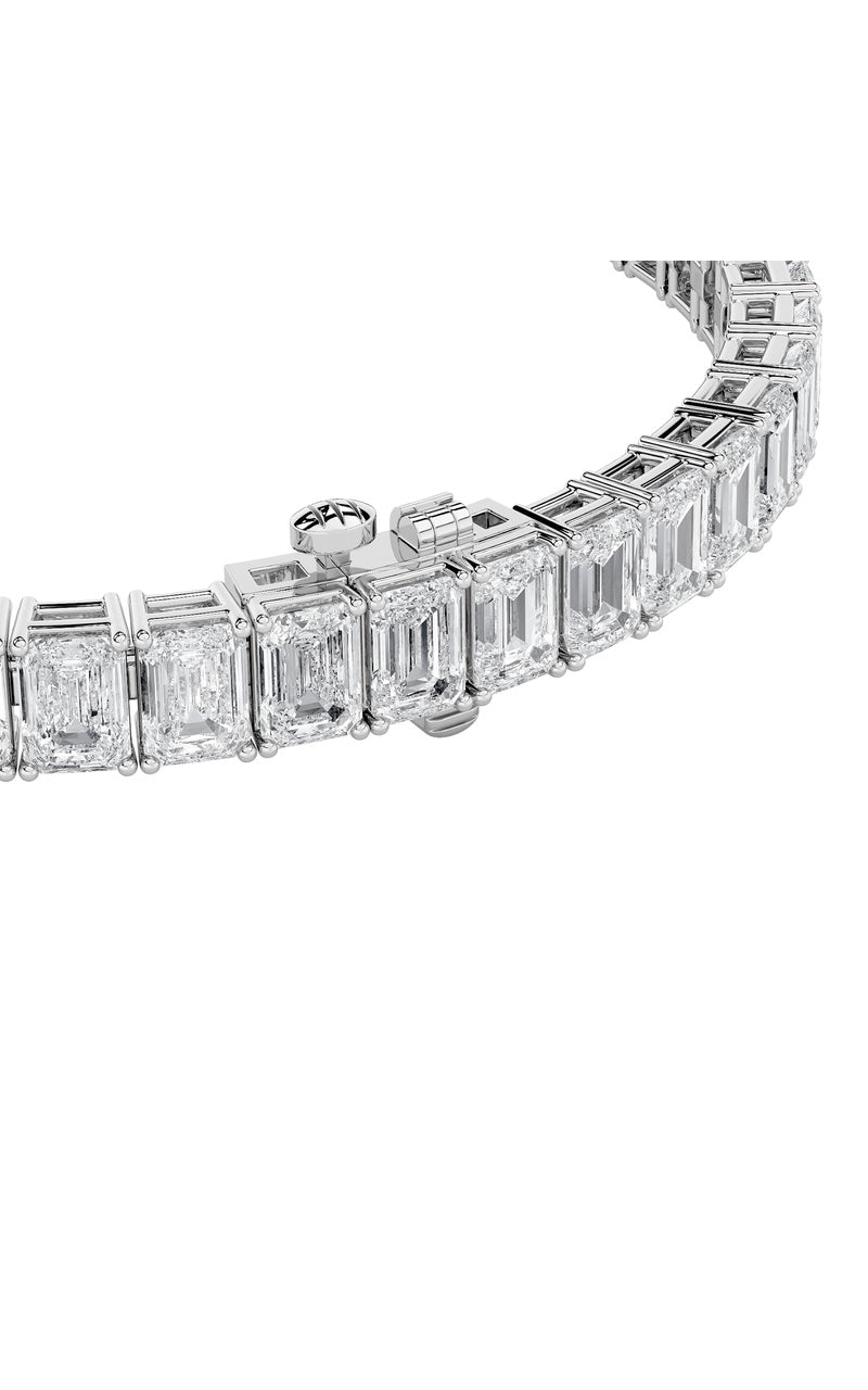 18.5Cttw Emerald Shaped Lab Grown Diamond (F/VS) East West Line Bracelet in 14K Gold
