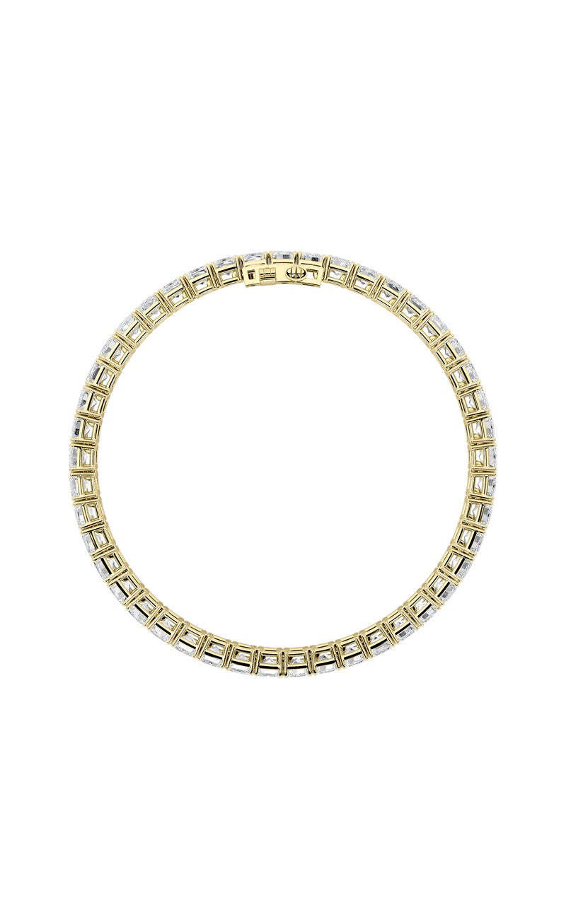18.5Cttw Emerald Shaped Lab Grown Diamond (F/VS) East West Line Bracelet in 14K Gold