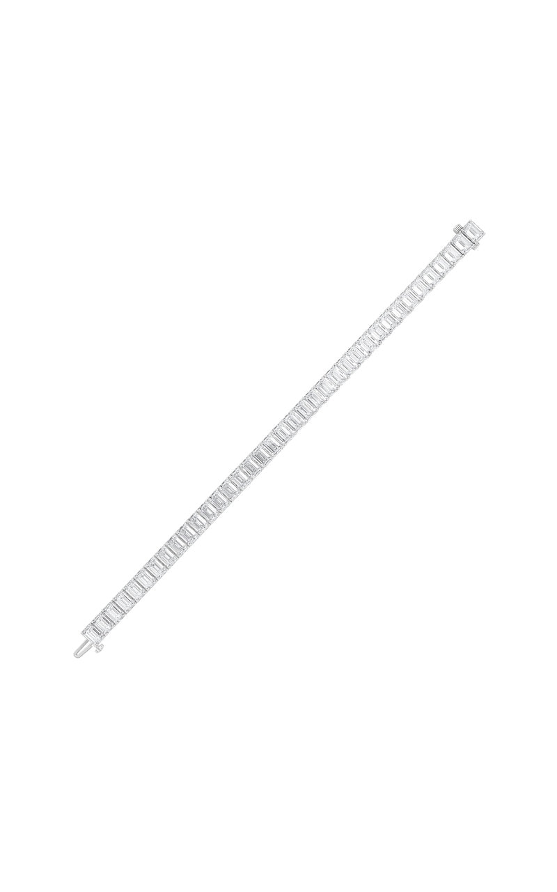 21.5Cttw Emerald Shaped Lab Grown Diamond (F/VS) East West Line Bracelet in 14K Gold