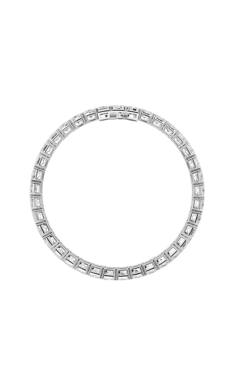 21.5Cttw Emerald Shaped Lab Grown Diamond (F/VS) East West Line Bracelet in 14K Gold