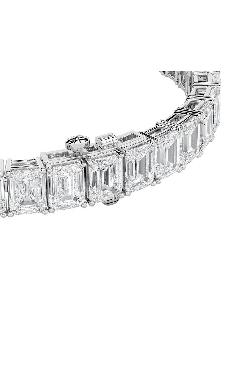 21.5Cttw Emerald Shaped Lab Grown Diamond (F/VS) East West Line Bracelet in 14K Gold
