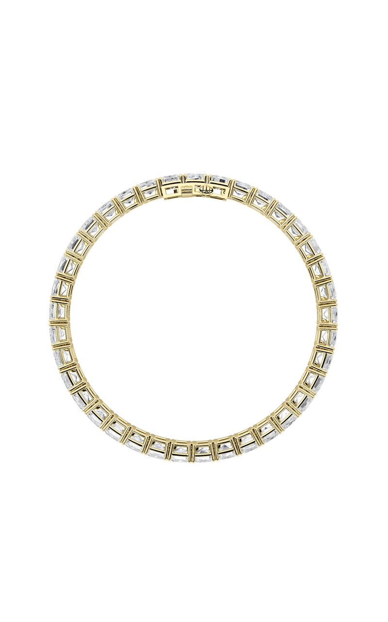 21.5Cttw Emerald Shaped Lab Grown Diamond (F/VS) East West Line Bracelet in 14K Gold