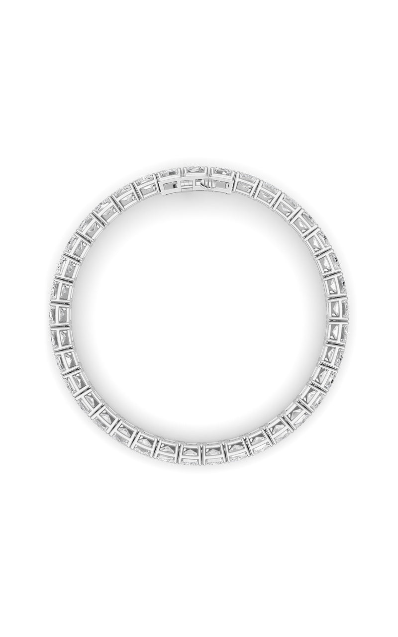 27Cttw Emerald Shaped Lab Grown Diamond (F/VS) East West Line Bracelet in 14K Gold
