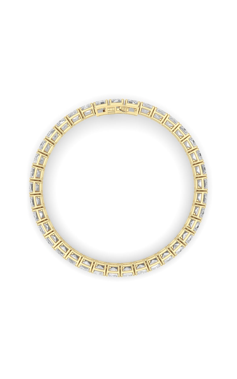 27Cttw Emerald Shaped Lab Grown Diamond (F/VS) East West Line Bracelet in 14K Gold