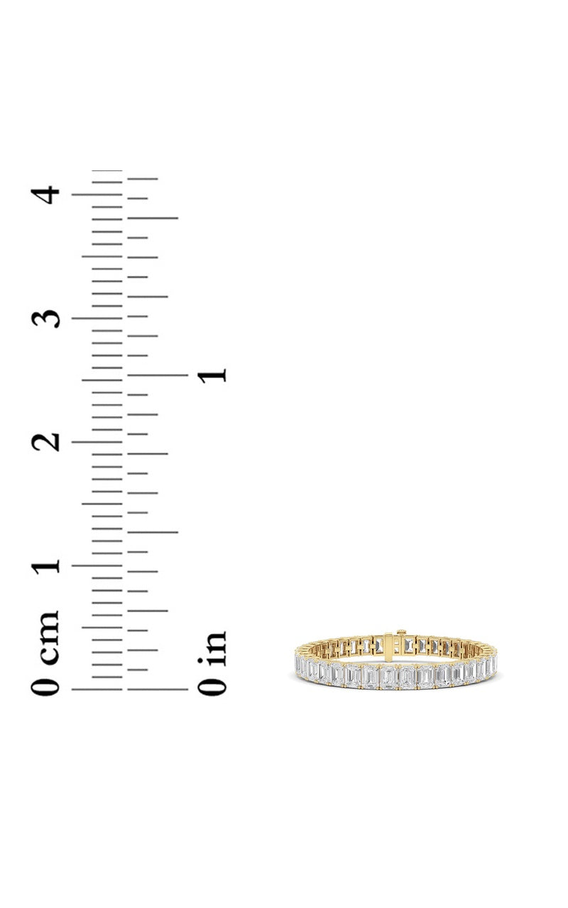 27Cttw Emerald Shaped Lab Grown Diamond (F/VS) East West Line Bracelet in 14K Gold