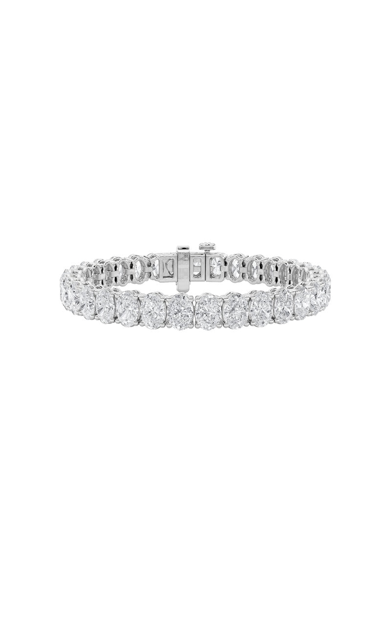 24Cttw Oval Shaped Lab Grown Diamond (F/VS) East West Line Bracelet in 14K Gold