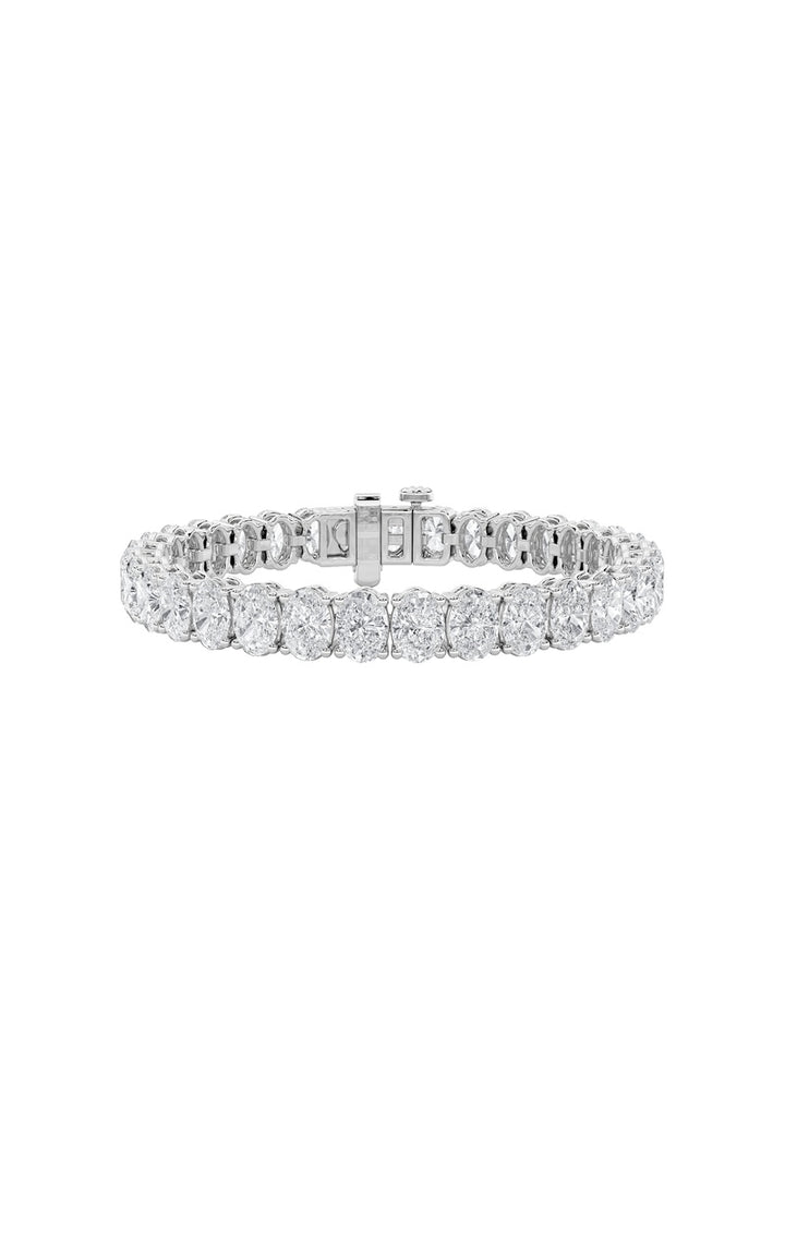 24Cttw Oval Shaped Lab Grown Diamond (F/VS) East West Line Bracelet in 14K Gold