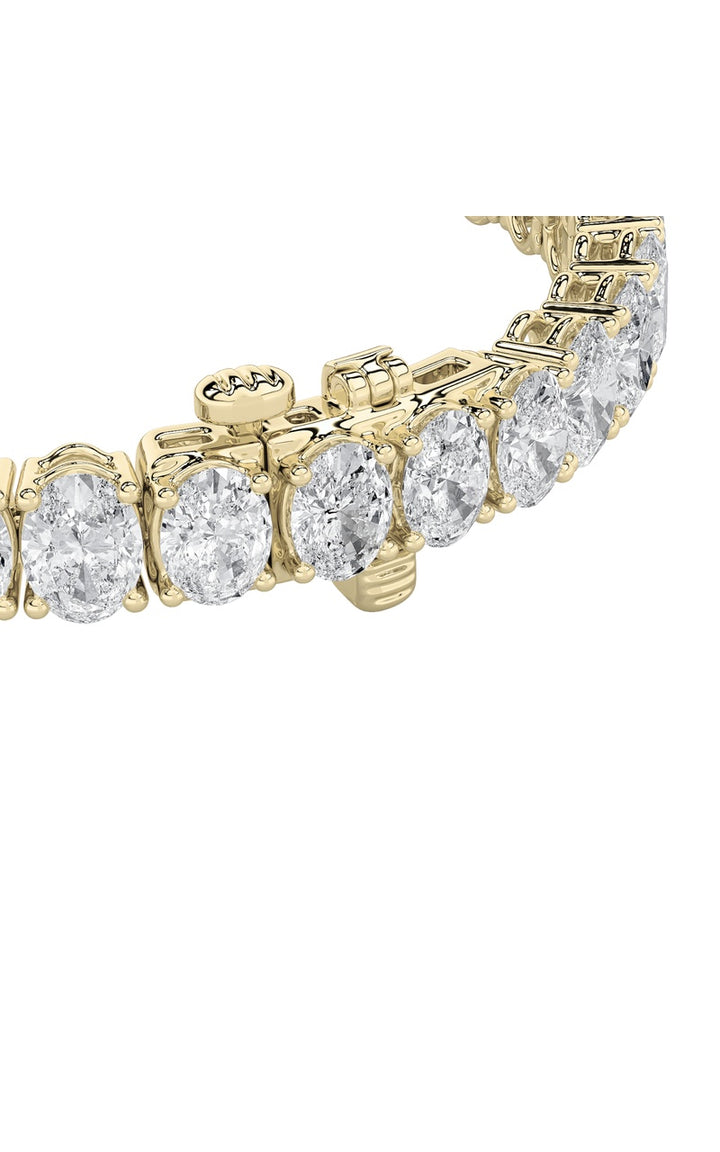 24Cttw Oval Shaped Lab Grown Diamond (F/VS) East West Line Bracelet in 14K Gold